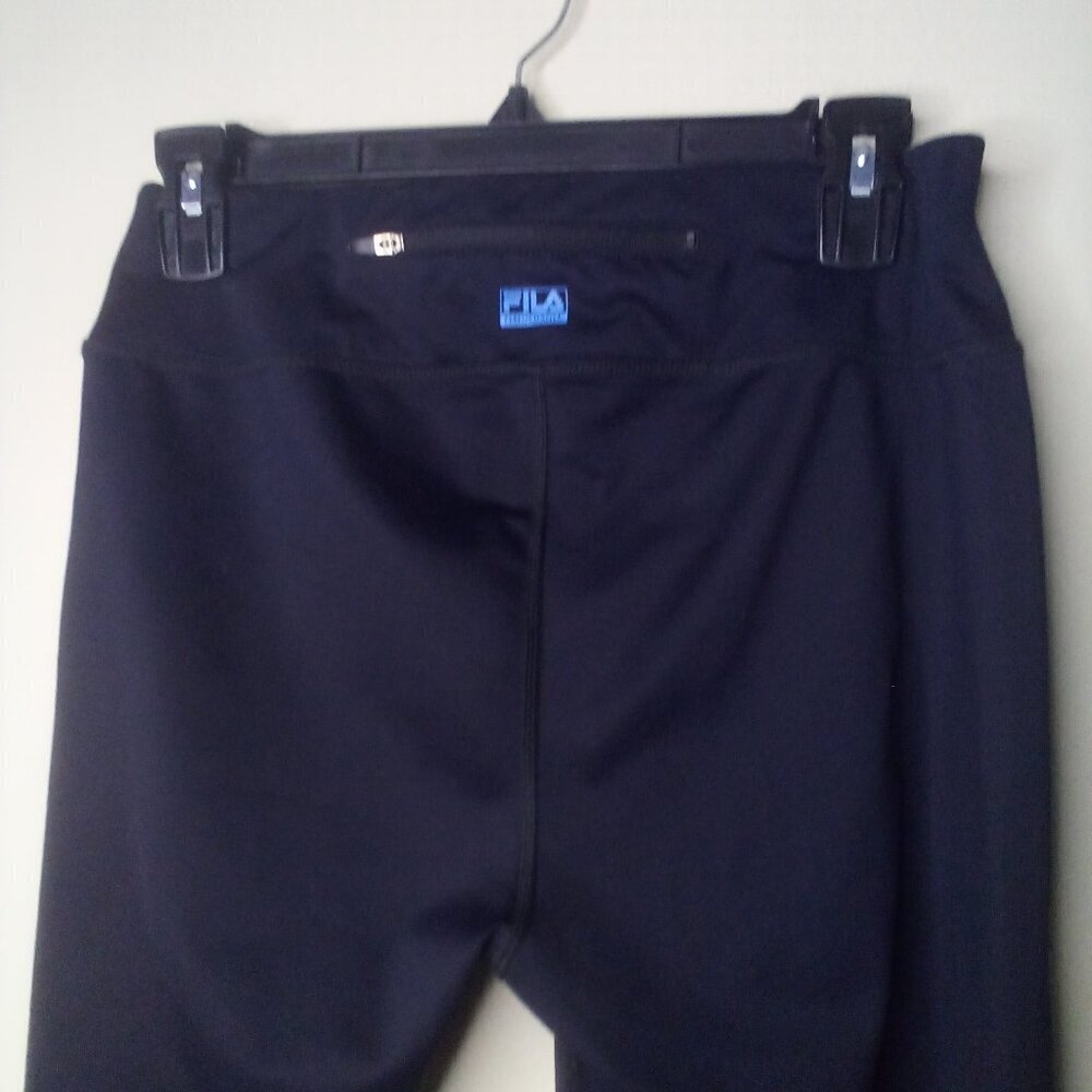 Fila Capri Leggings Women M Sport Active Leg Cut-Out Zip Pocket Black - Picture 10 of 13
